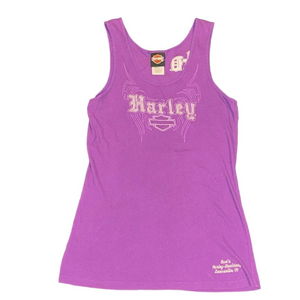 HARLEY Davidson ribbed silver threaded stretch tank top .